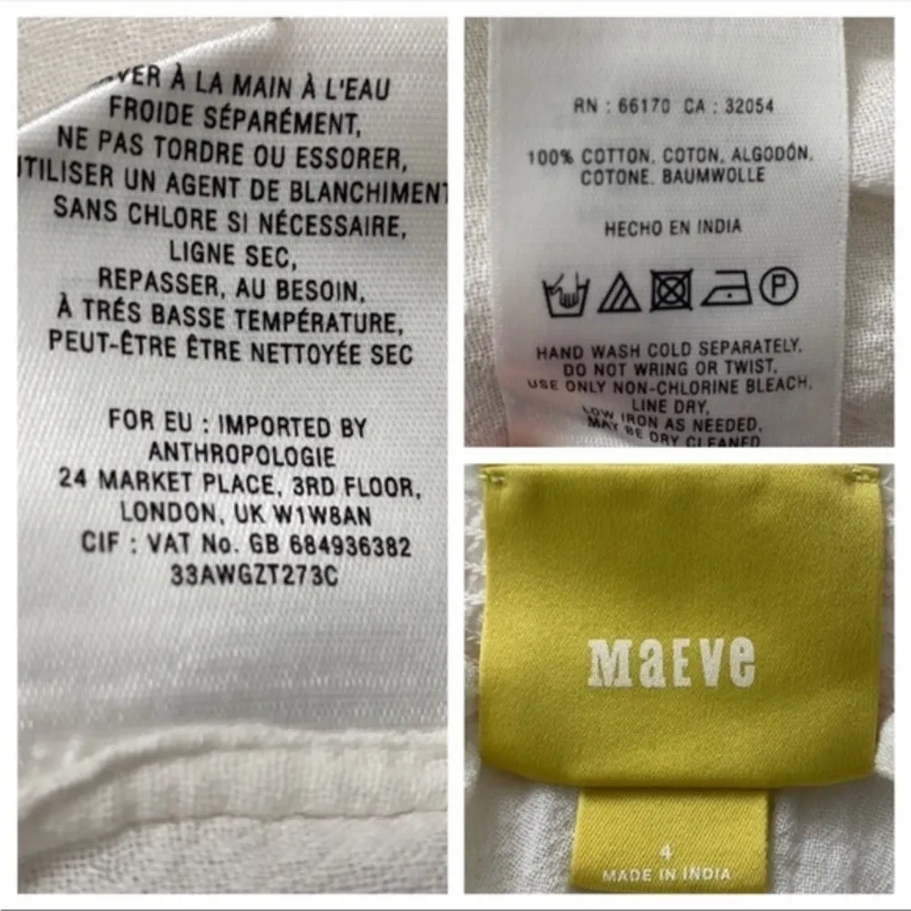 ANTHRO MAEVE BEACHY BOHO WHITE PINK NEON STITCHED GAUZY PEASANT BEADED TOP 4 - Image 7