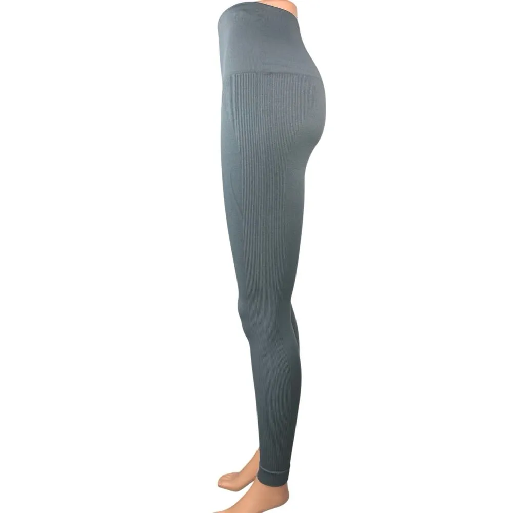 Set Active Women's Gray Blue Mid Rise Athletic Workout Yoga Leggings Pants XS - Image 2