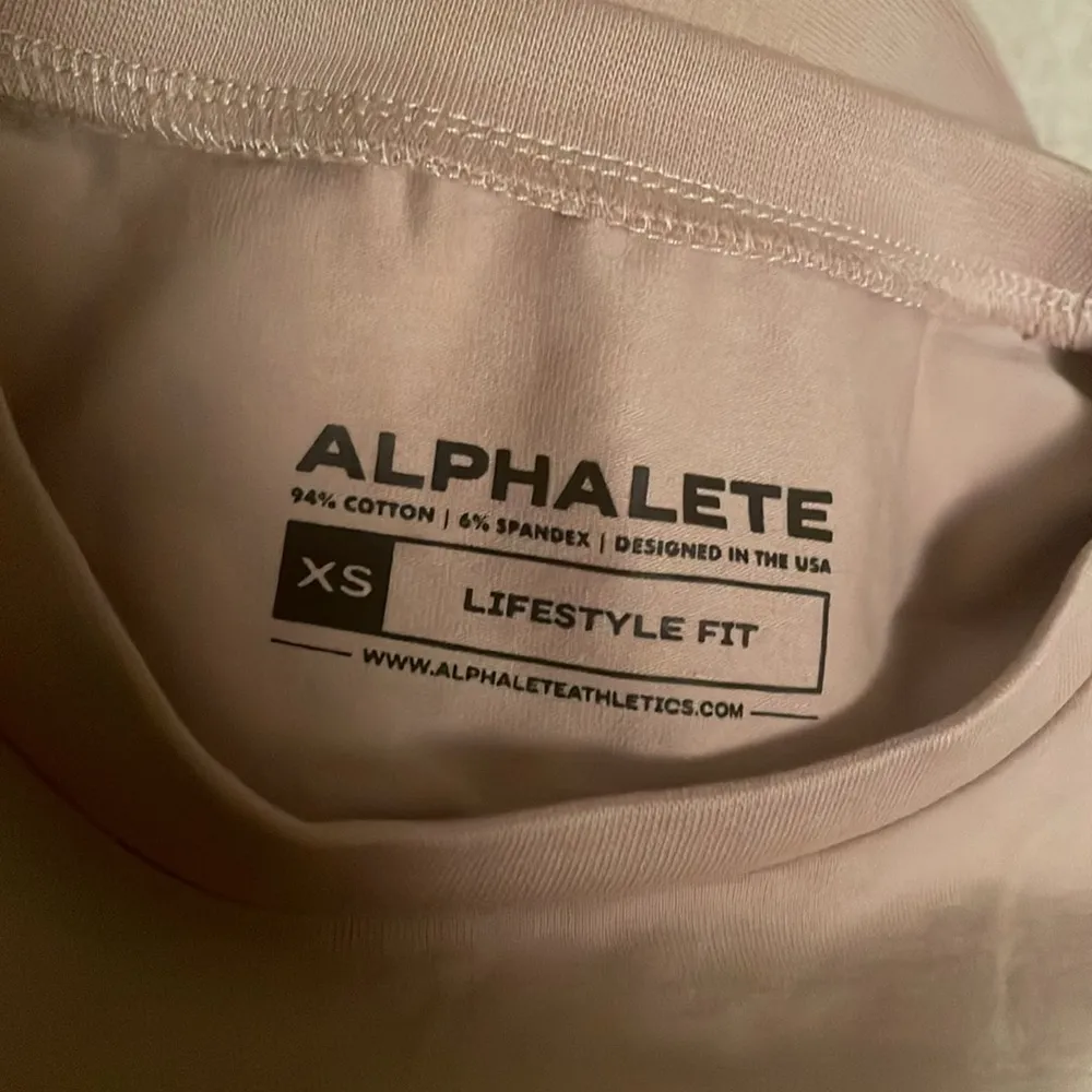 Alphalete Long Sleeve Light Tan / Mauve Colored Workout Crop Top - Image 7