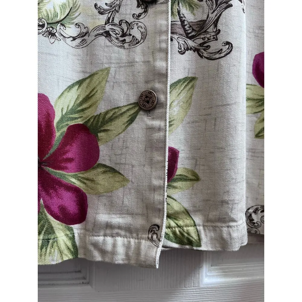 Marsh Landing Hawaiian Tropical Print Boxy Button Up Blouse Size Large - Image 4