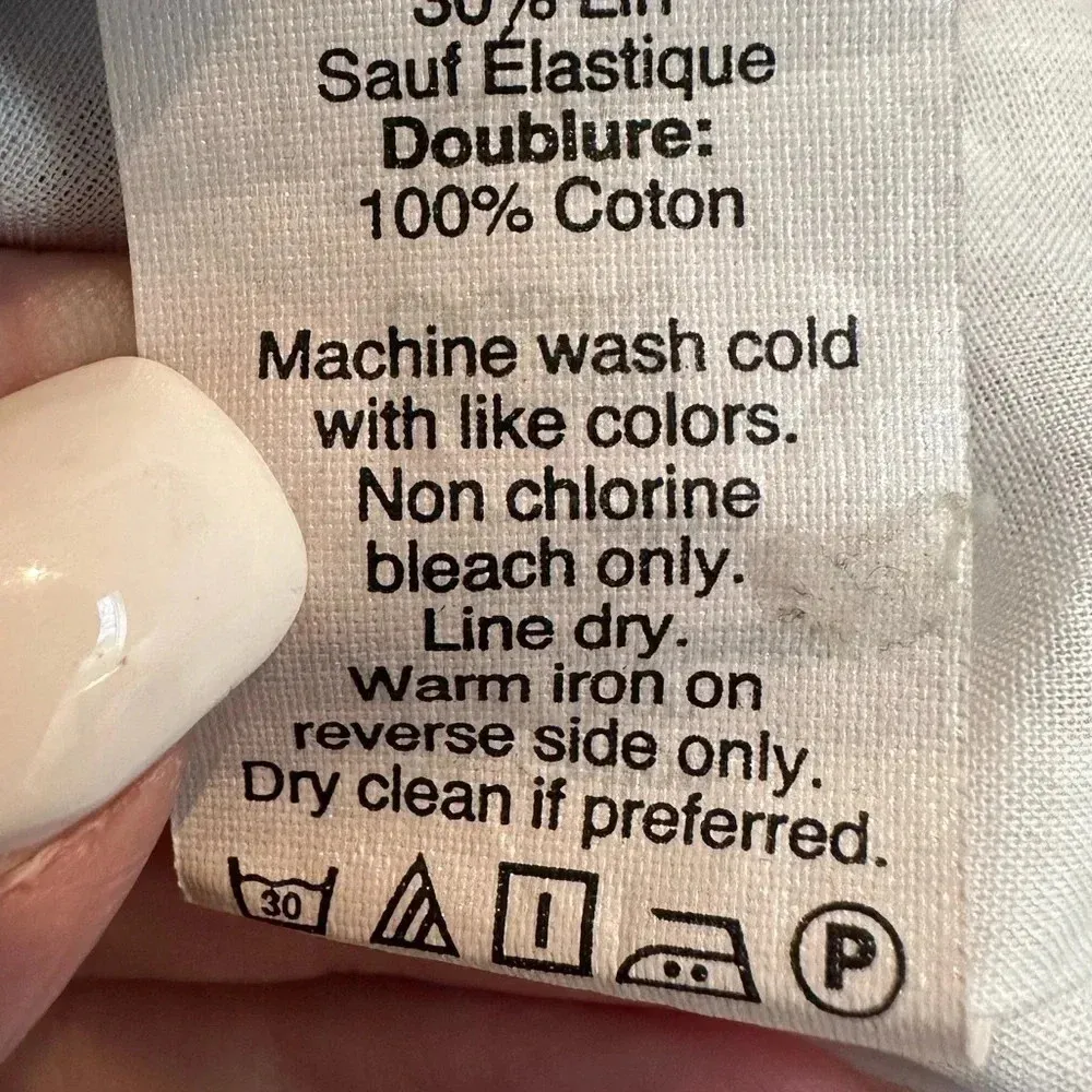 J. Crew Blue & White Linen Blend Striped Off The Shoulder Dress Size 0 XS - Image 12