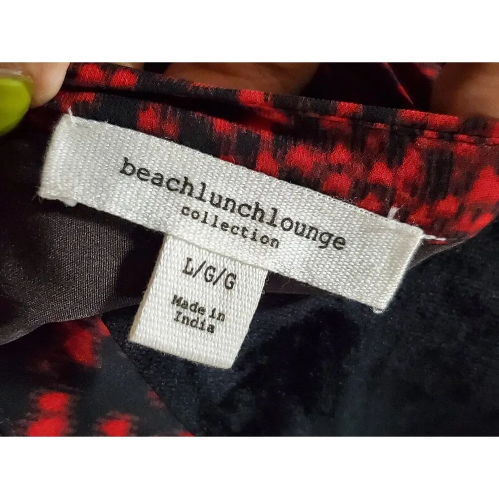 Beach Lunch Lounge Kelsea Babydoll Black & Red V-Neck Long Sleeve Dress L/G/G - Image 9