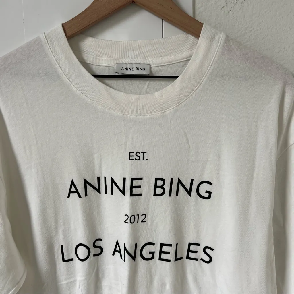 NWOT Anine Bing Rudy Tee in Ivory White - Image 4