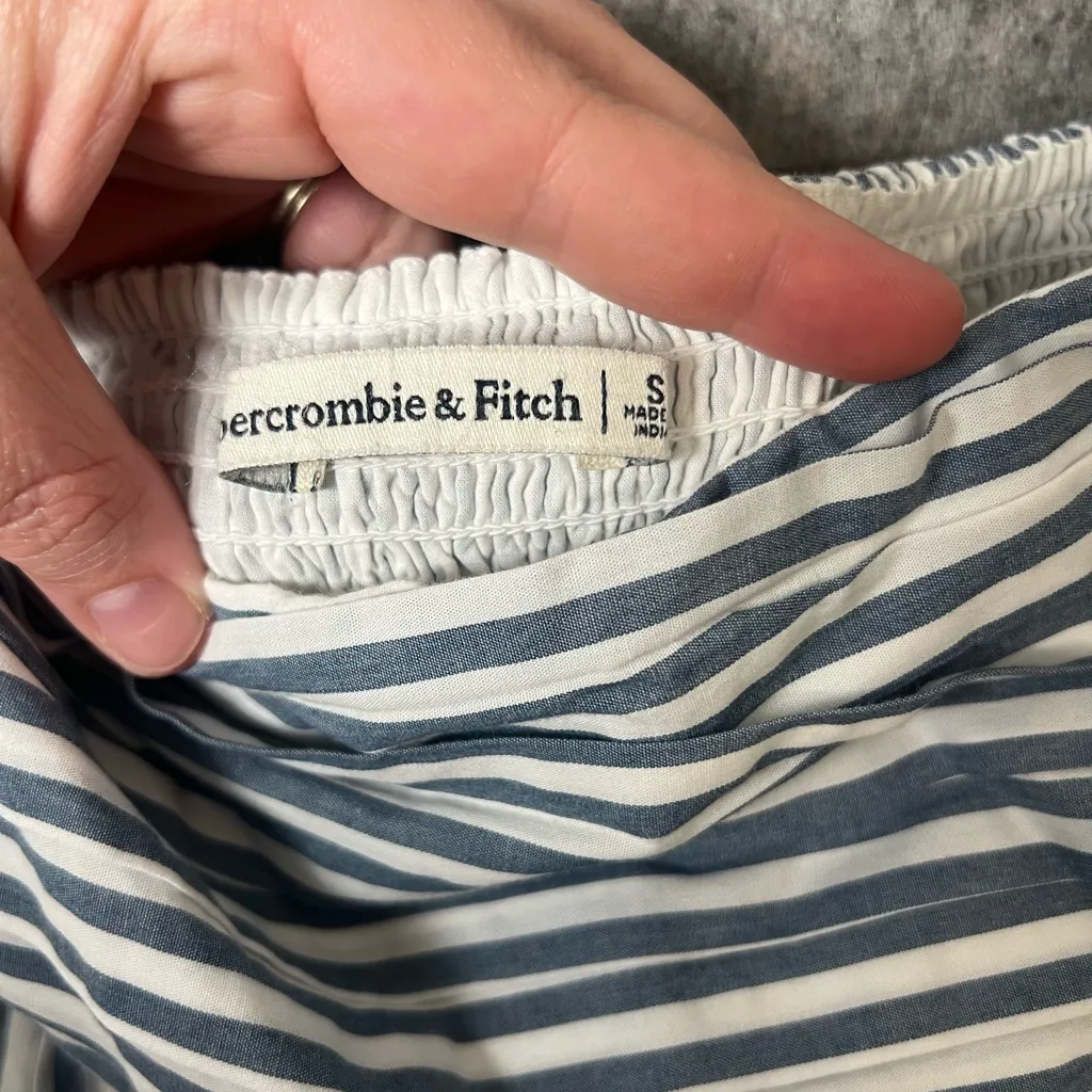 Abercrombie & Fitch Small Emerson Off-The-Shoulder Skort Blue White Stripe - Image 3
