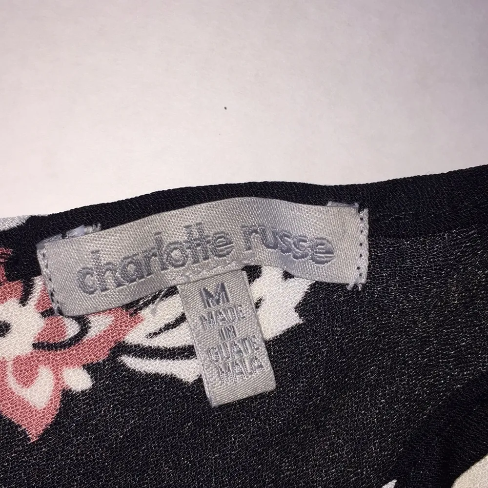 Charlotte Russe black floral tank with fun trim - Image 4