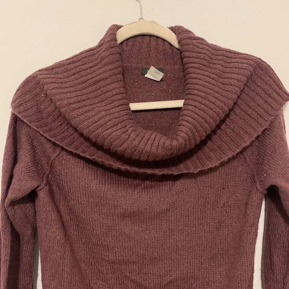 J. Crew Size Large Burgundy Wool Mohair Blend Cowl Neck Pullover Sweater - Image 2