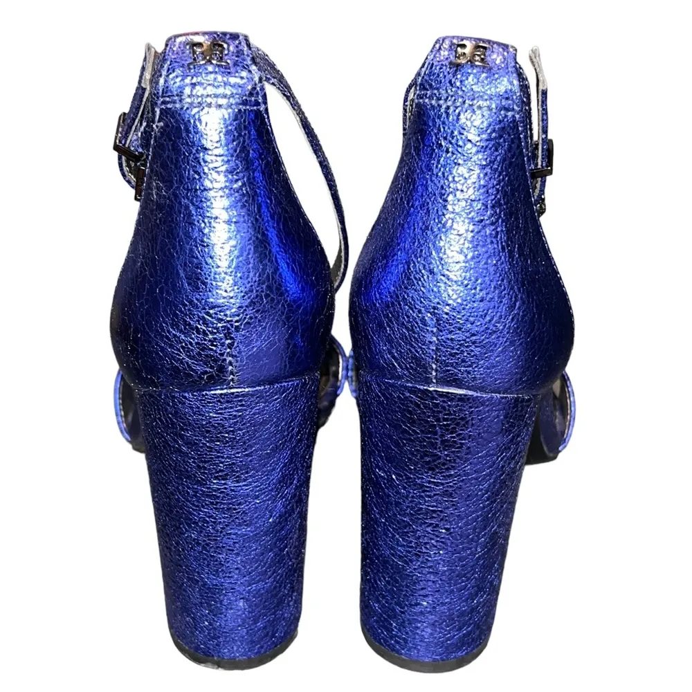 Sam Edelman  Violet Royal Blue Metallic Block Heel Sandals - Image 6