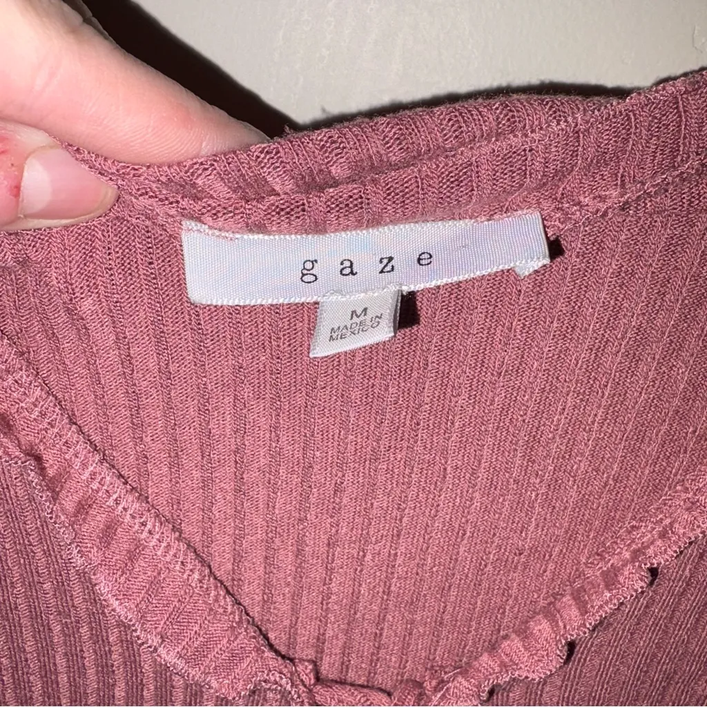 Gaze Cropped Tie Front Cardigan | Size: Medium Pink - Image 4