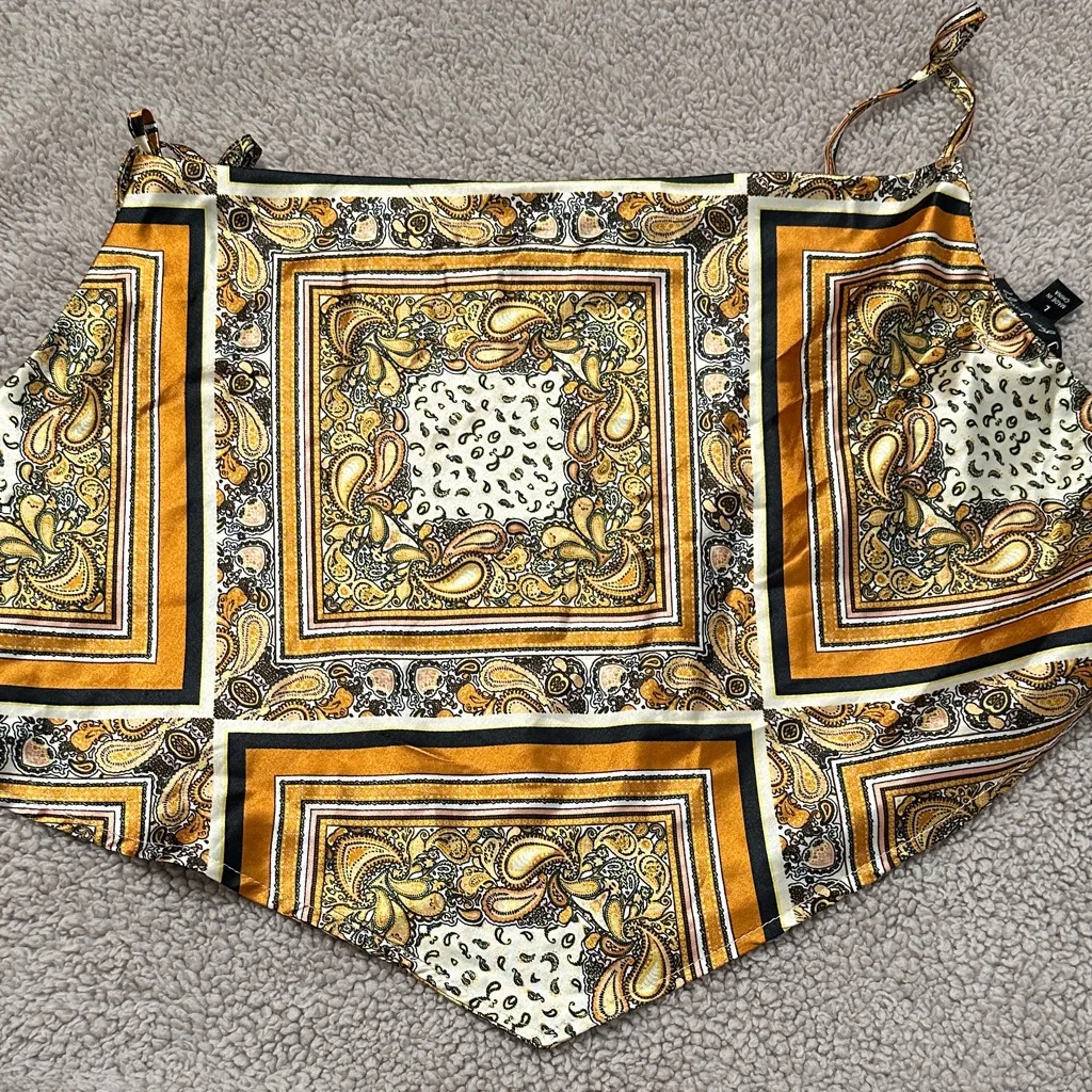 Elegant Gold and Brown Women's handkerchief Top - Image 5
