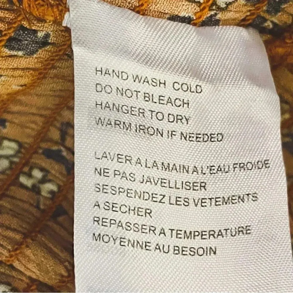 Elodie Womens Crop Top Orange Rust Floral Long Sleeve faux Button Front SZ L - Image 10