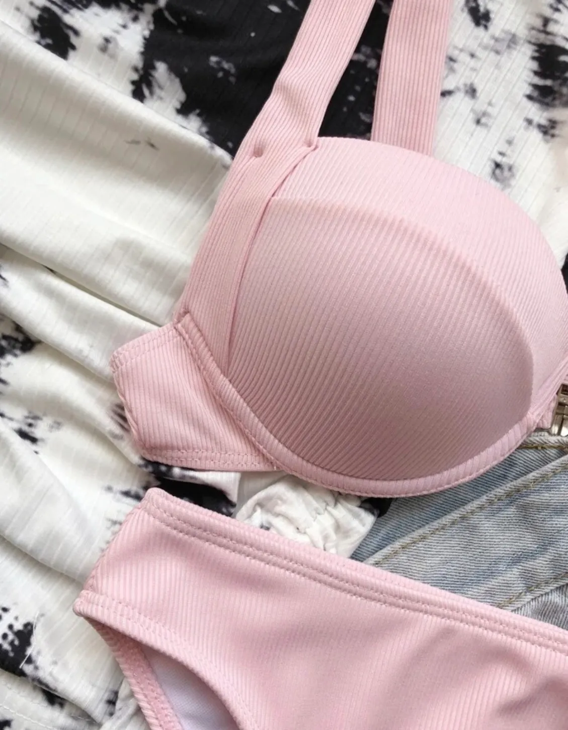 Light Pink High Waisted Bikini Size M - Image 4