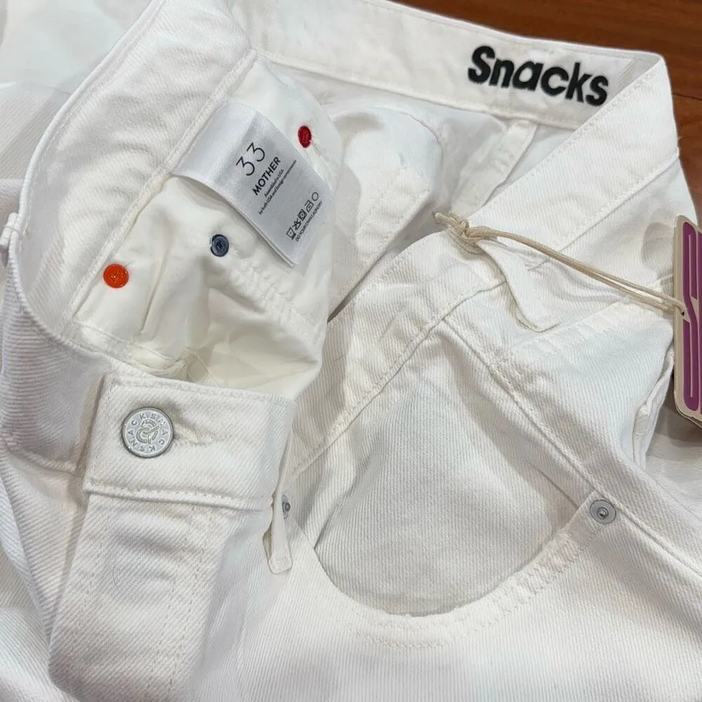 NWT MOTHER Women's Snacks! Double Dip Nerdy Chew Jeans size 33 White - Image 9