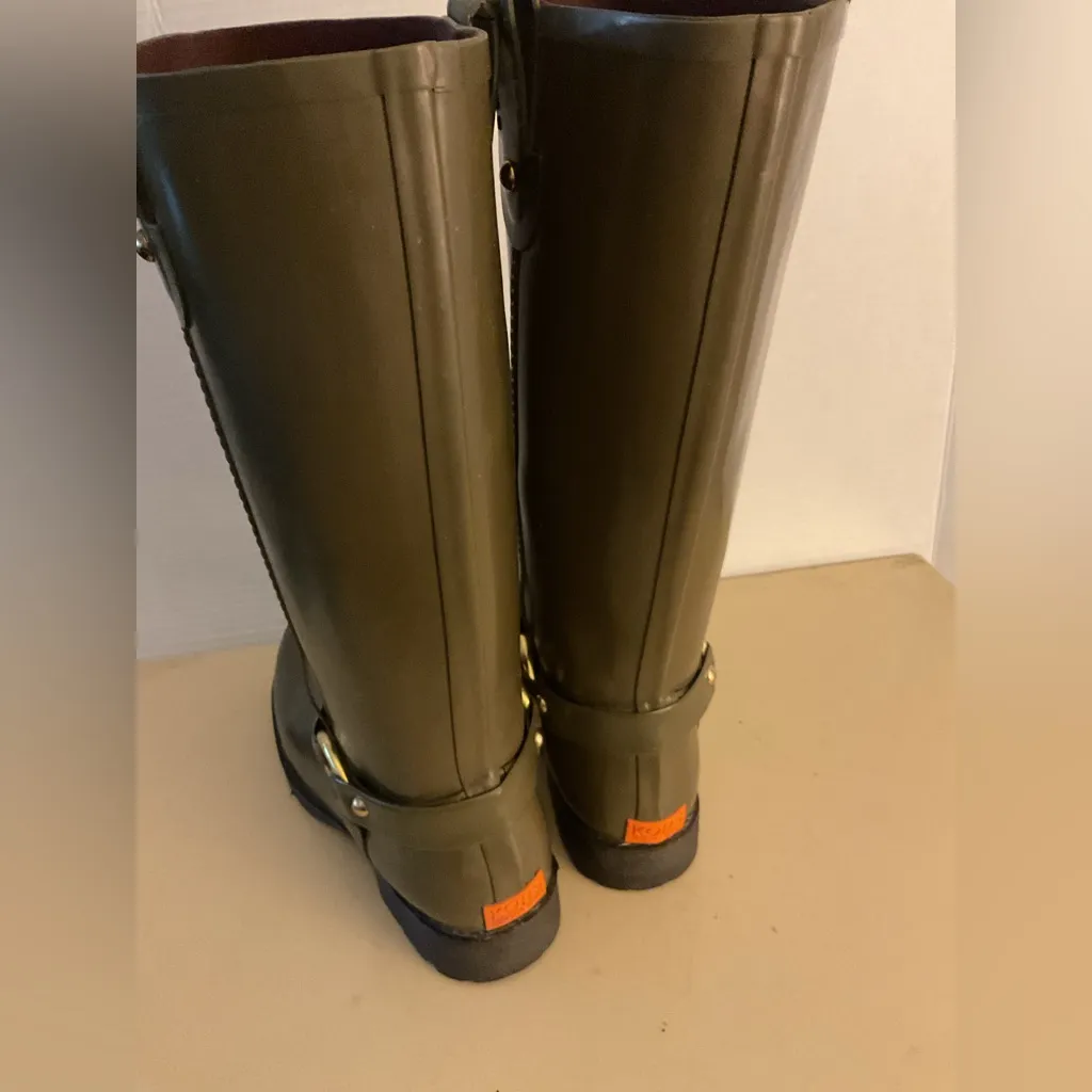 Michael Kors Olive Green women waterproof tall knee high rubber Rain Boots 10 - Image 10