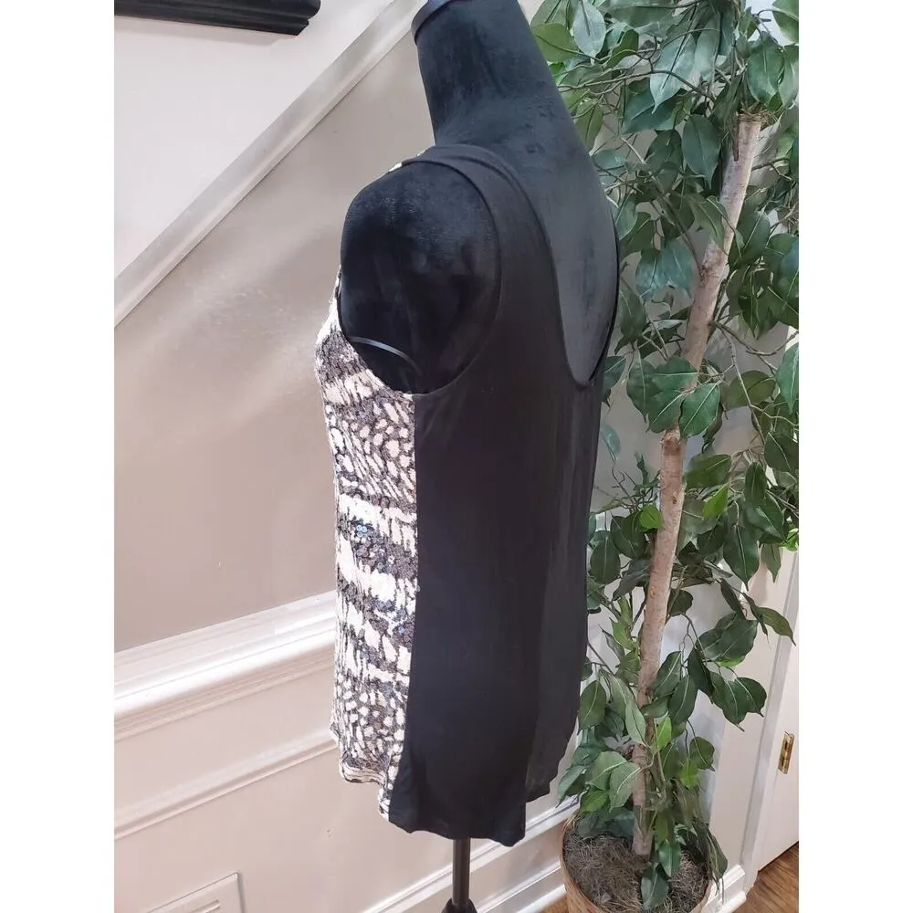 Anna Grace Women Multi Sequin Snake Print Round Neck Sleeveless Top Blouse Small - Image 6