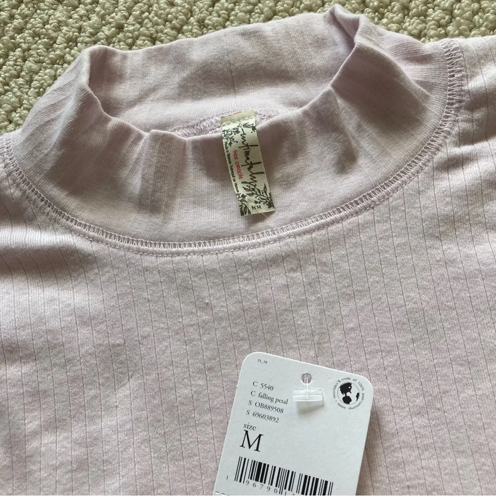 Free People Ribbed Mock Neck Long Sleeve Bodycon Blouse Purple Size Medium NWT - Image 3