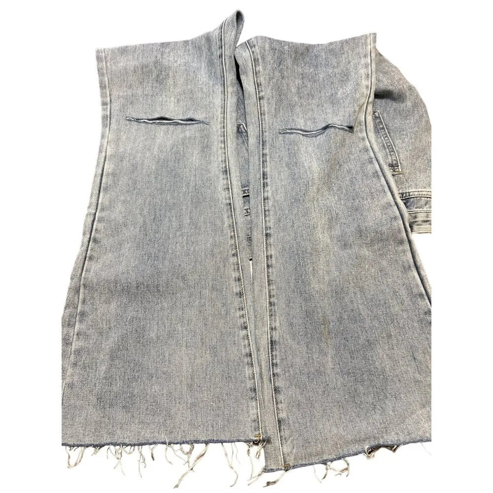 Pretty Little Thing High Rise Flare Leg Jeans Cut Knees Raw Hem Sz 12 READ - Image 3