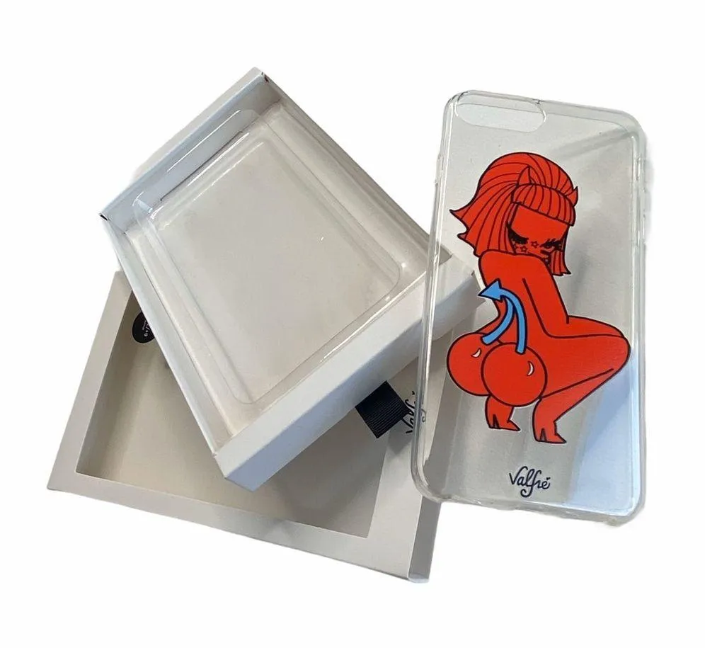 new Valfre ☻︎ Lucy Cherry Bottom ☻ iPhone 6+ 7+ 8+ Clear Case ☻ Artist Drawn ☻ - Image 5