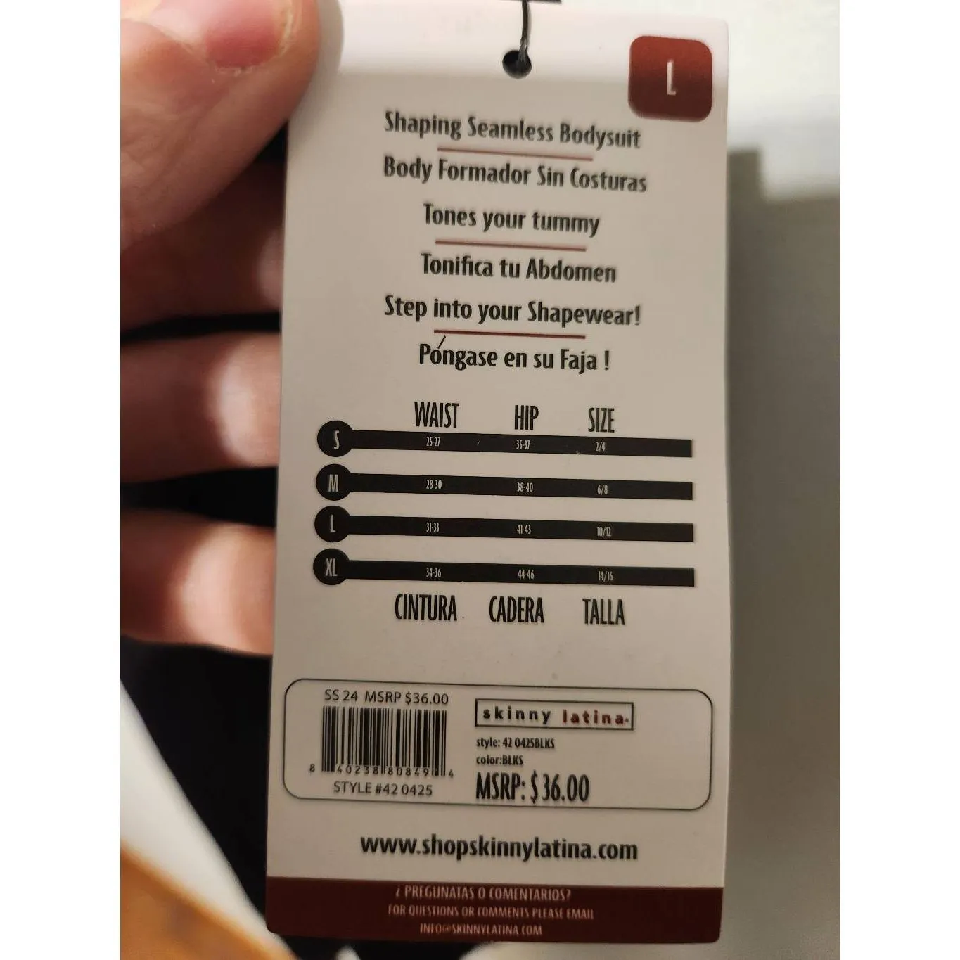 NWT Skinny Latina Size Large Black Seamless Bodysuit Shaper Shaperwear - Image 3