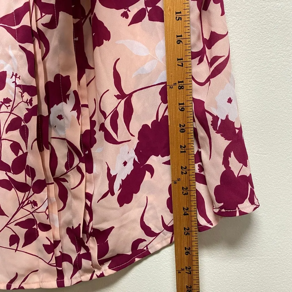 Liz Claiborne Floral Blouse Split Neck Pleated Short Sleeve Top 2X Work Casual - Image 7