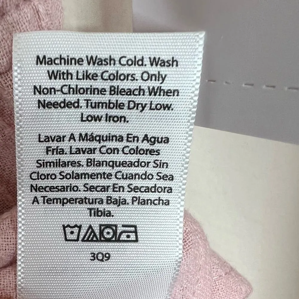 Time and Tru pink stripe embroidered V neck long sleeve wrap blouse large NEW - Image 8