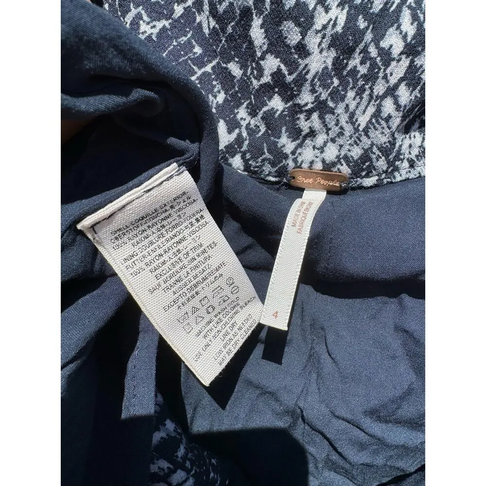 Free People Blue Kiss Me Baby Snake Print Tiered Ruffle Midi Skirt Size Medium - Image 6