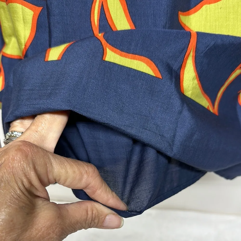 LOFT Blue and Yellow Sheath Dress 3/4 Sleeve Scoop Neck - Image 6