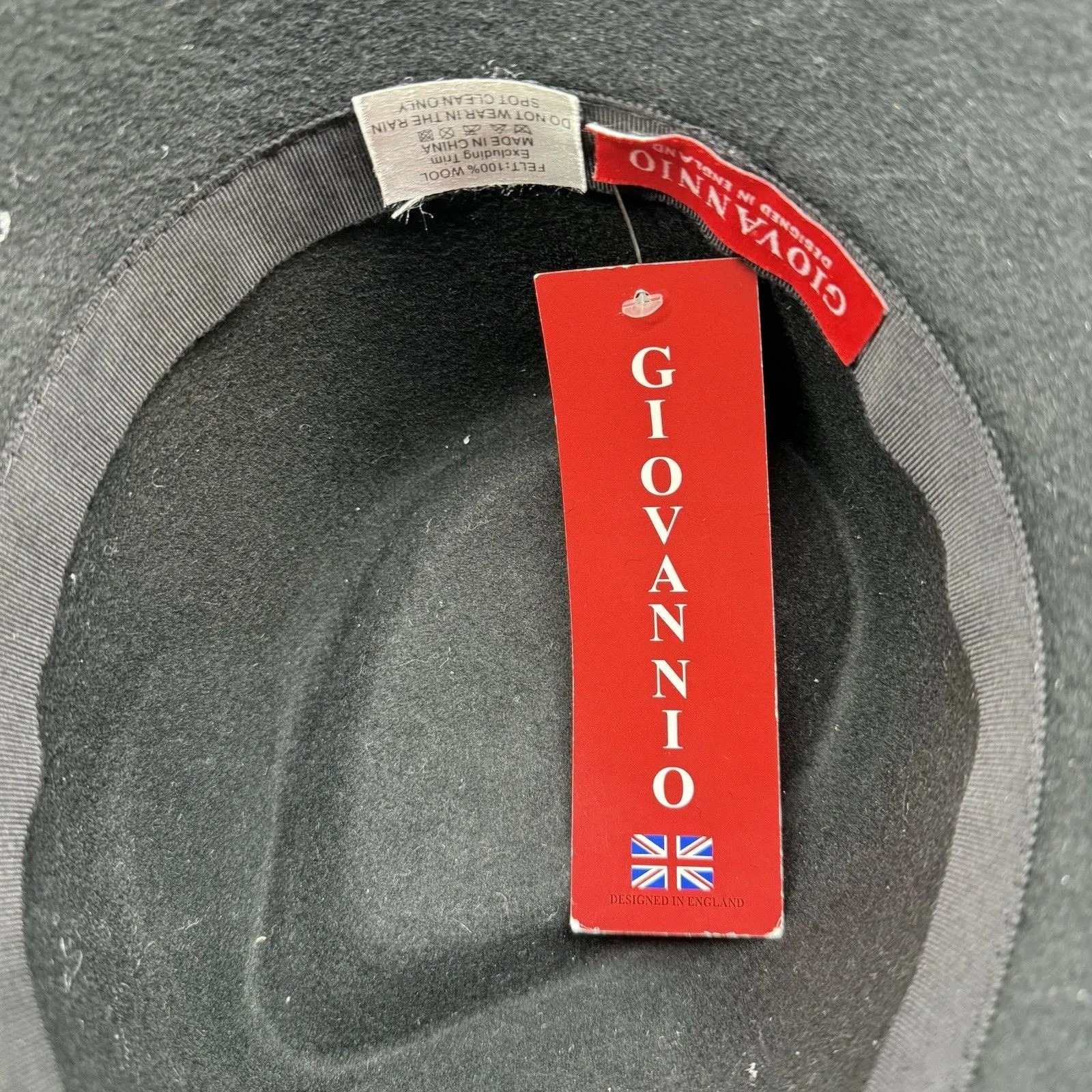 NWT Giovannio Black Felt Hat Big Bow Wool Designed In England Minimalist Classy - Image 3