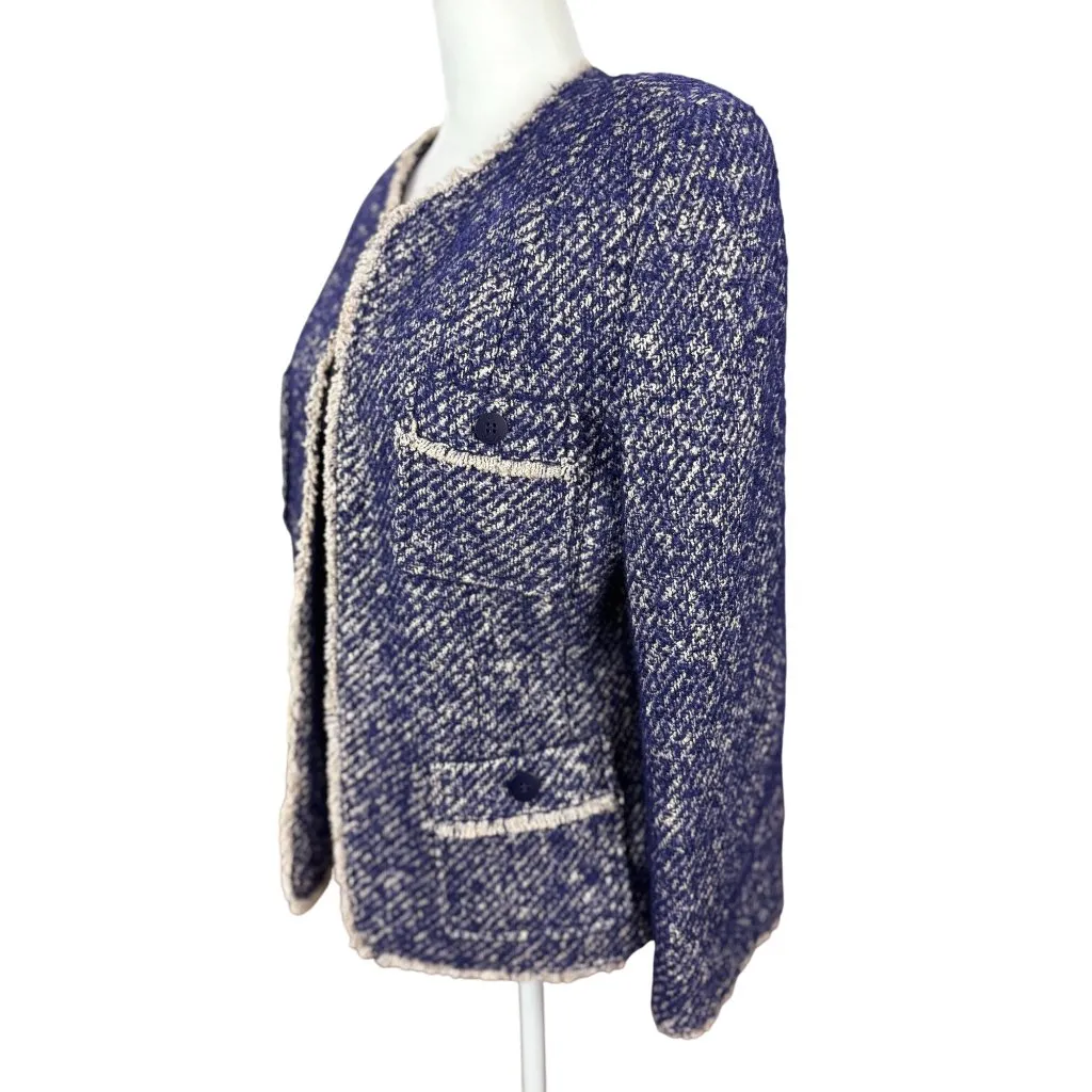 Talbots 10 Purple White Tweed Woven Blazer Jacket Classic Fall Winter Wool Blend - Image 5