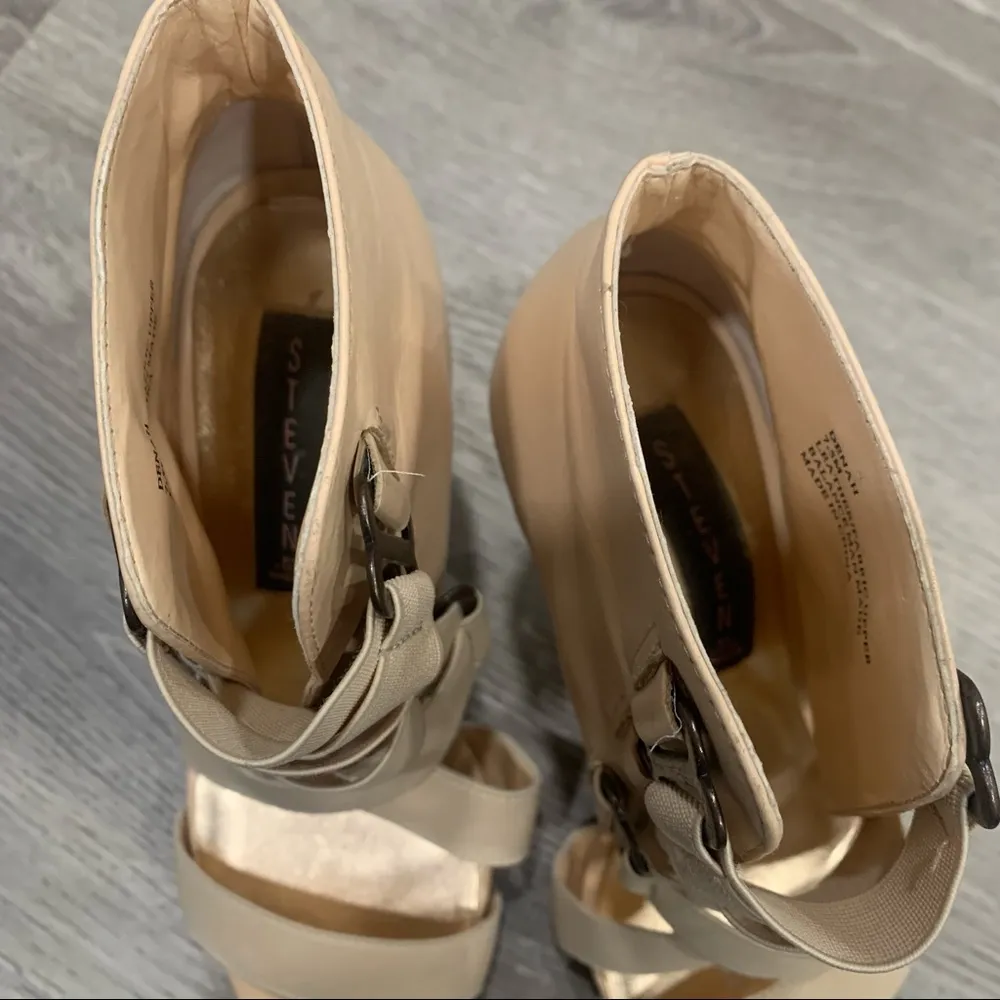 Steve Madden Strappy Denah Heels Size 7.5 Beige Nude High Heels - Image 9