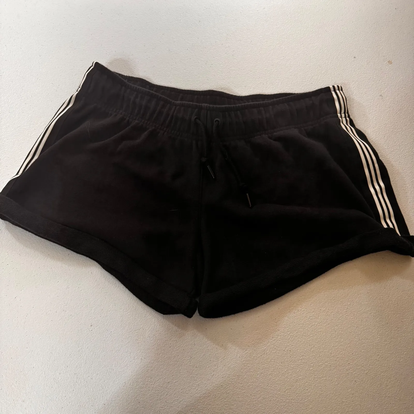 2019 Adidas Black White 3 Stripe Sweat shorty Shorts Athletic Casual Size‎ L - Image 7