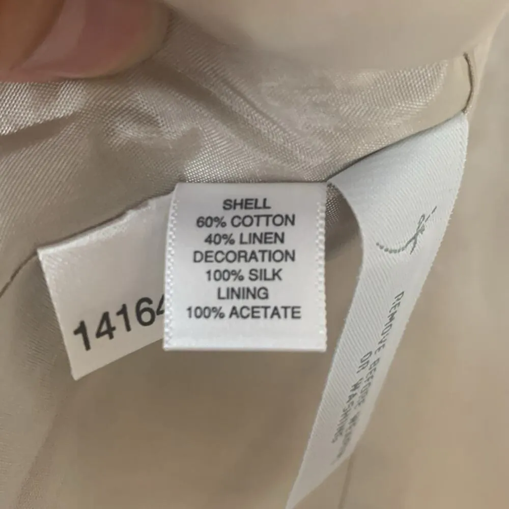 Ann Taylor womens 12 petite blazer silk linen beaded business casual tan minimal - Image 9