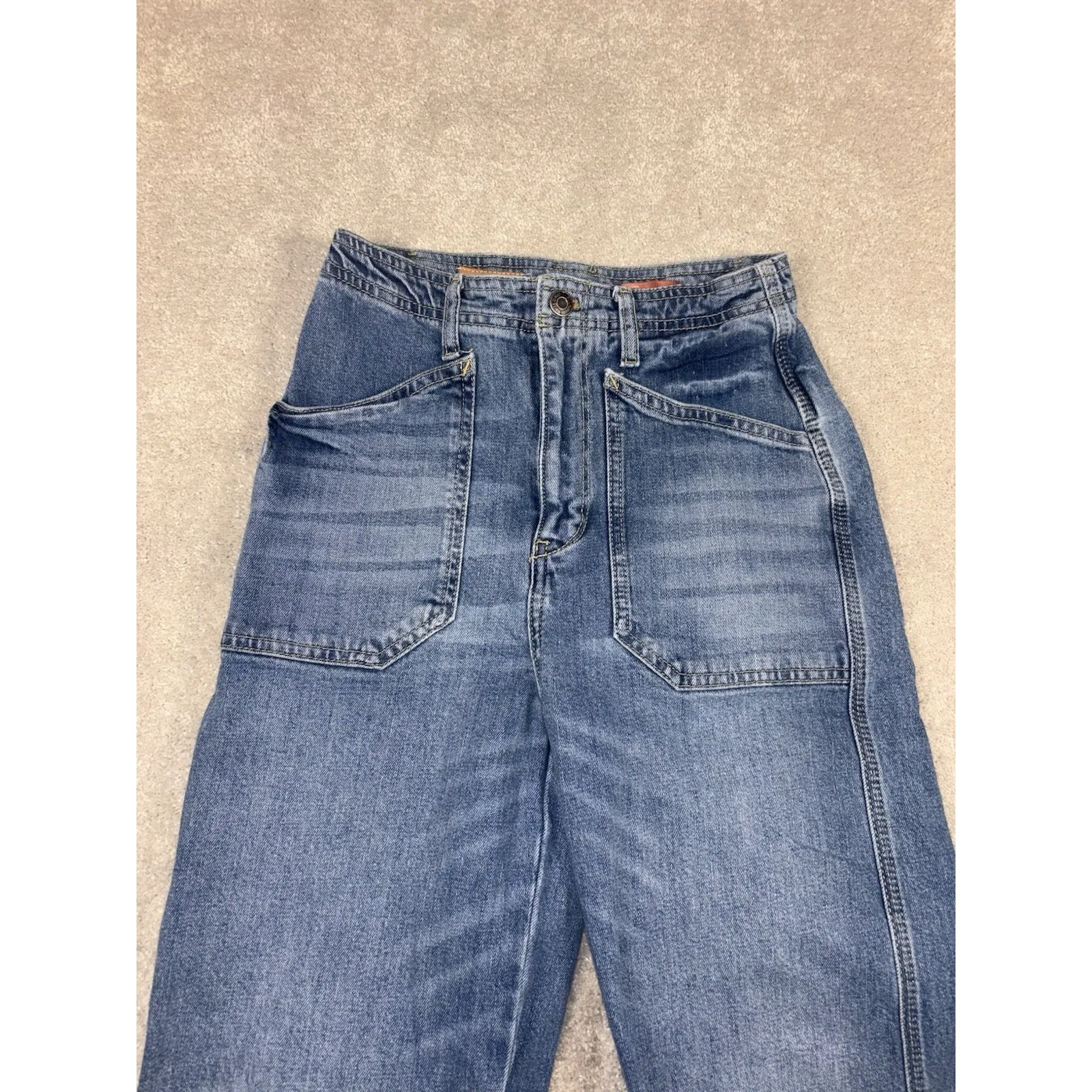 anthropologie pilcro carpenter wide leg jeans 25 med wash - Image 4