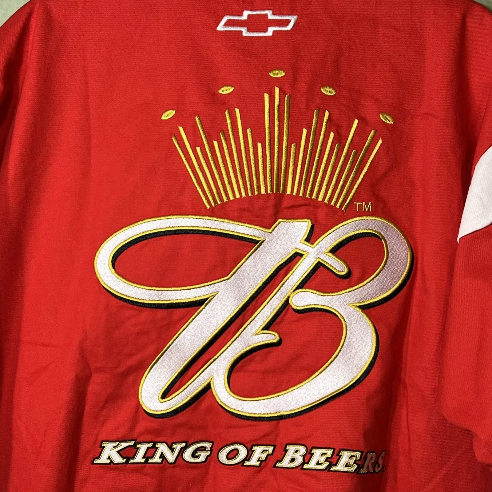NASCAR Motorsports Jacket Womens Med Red Racing Budweiser King Of Beers Spports - Image 11