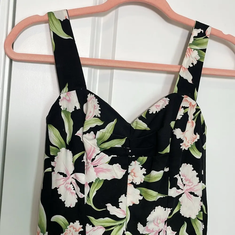 Royal creations floral dress made in Hawaii USA 100% cotton Black - Image 2