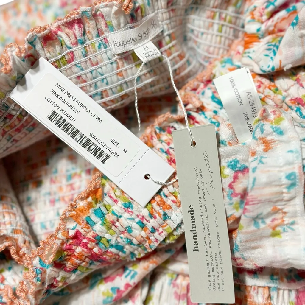 POUPETTE ST. BARTH Aurora Off-The-Shoulder Mini Dress, Pink Aquarelle, Medium - Image 11