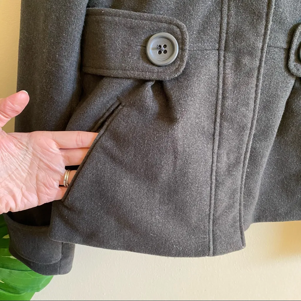 Jack by BB Dakota Snap Front Peacoat Jacket Dark Charcoal Gray Size Medium - Image 3