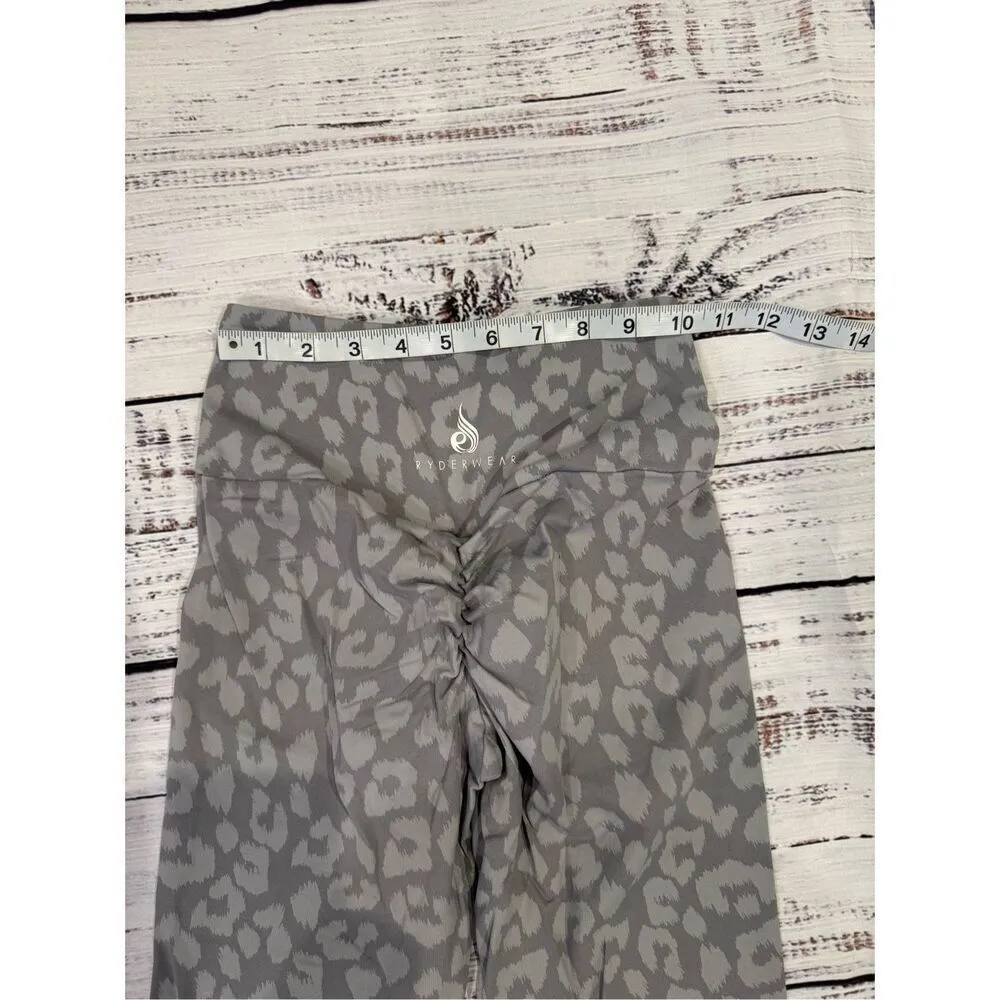 Ryderwear High Waist Instinct Scrunch Bum Leggings in Leopard Grey Size Small - Image 5