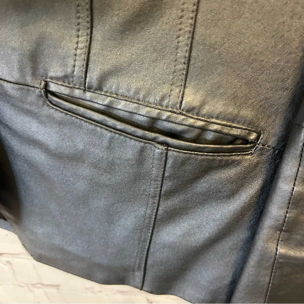 Bernardo Genuine leather blue silver ladies jacket, moto, trendy, mod, small - Image 11