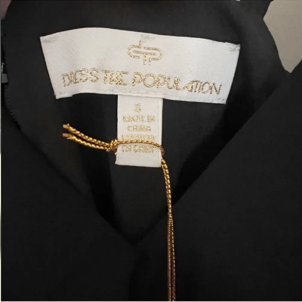 Dress The Population Claudia Dress Black Ruffle V-neck Flowy Midi Size Small NEW - Image 5