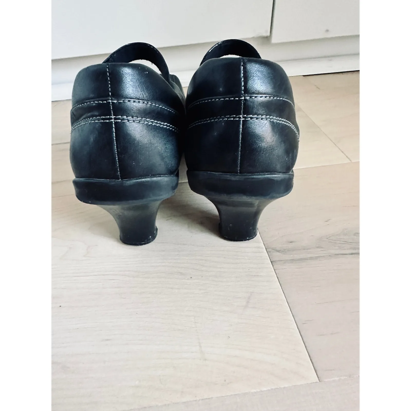 Y2K Leather Heeled Mary Janes Black Kenneth Cole Reaction Square Toe Classic - Image 6