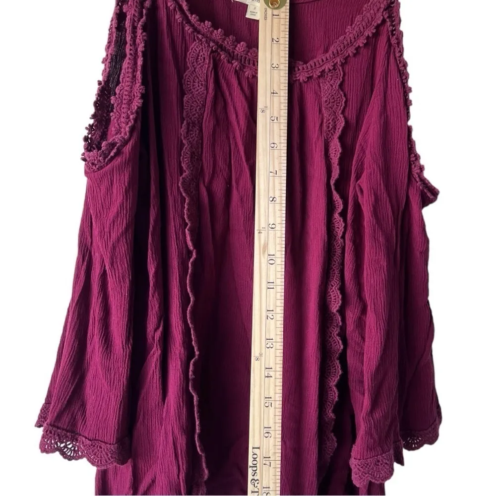 Women's red tank top blouse love on the boho bell indigo flared  vintage S. - Image 10