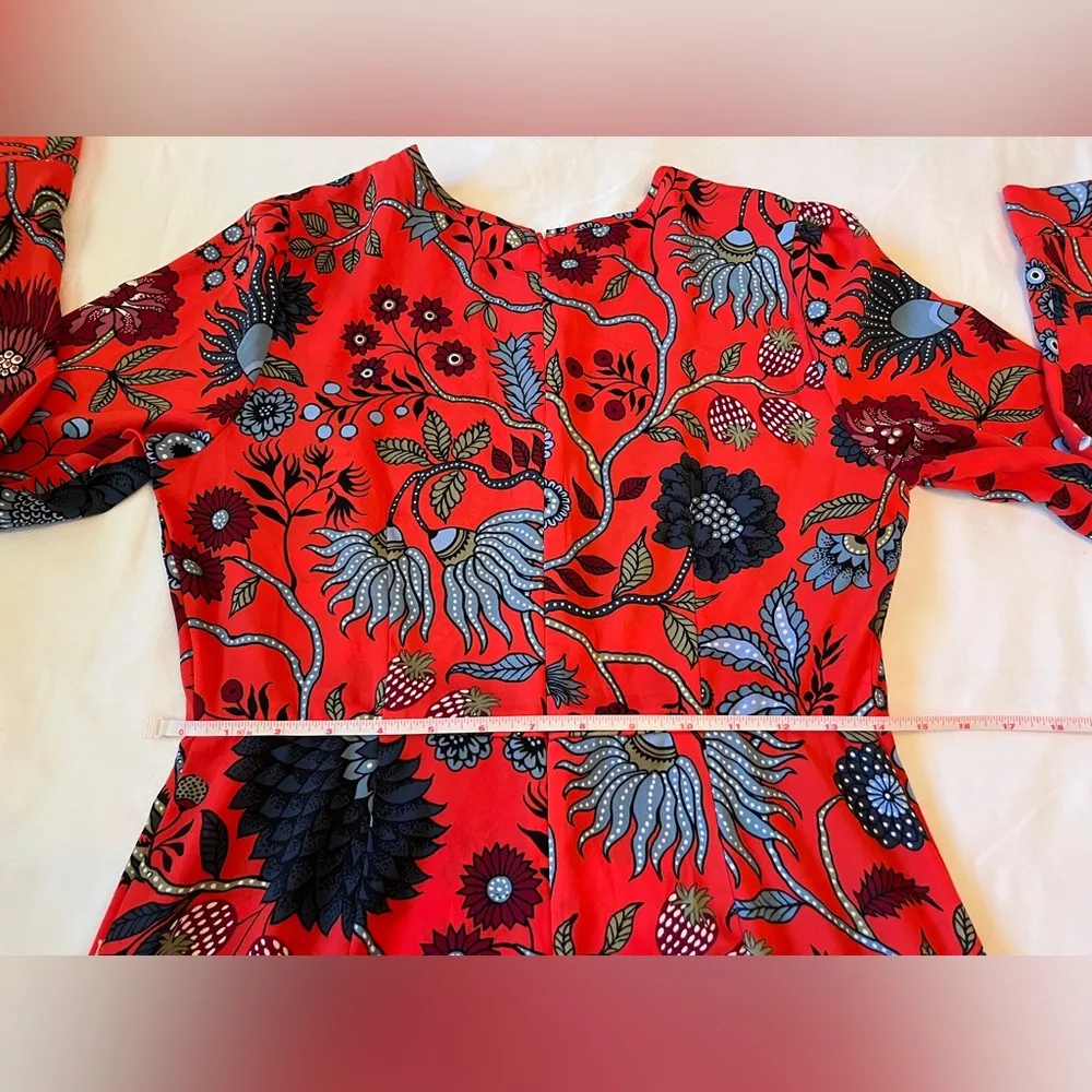 LOFT Petites Women’s Red Floral Day Work Casual Midi Dress Size 4P EUC - Image 5