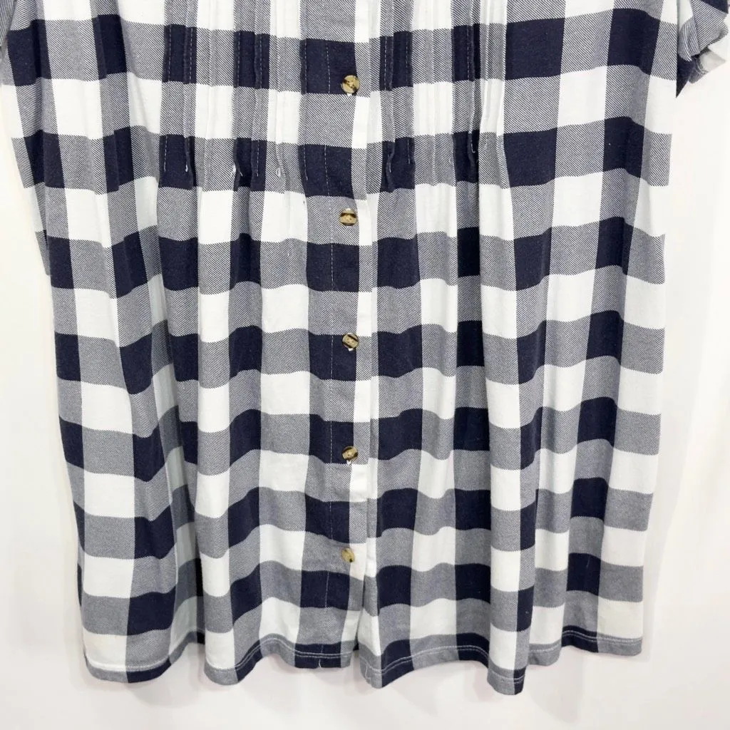 Woman Within Plus Size 18 20 Top Blue White Buffalo Checker Gingham Cotton 189 - Image 5