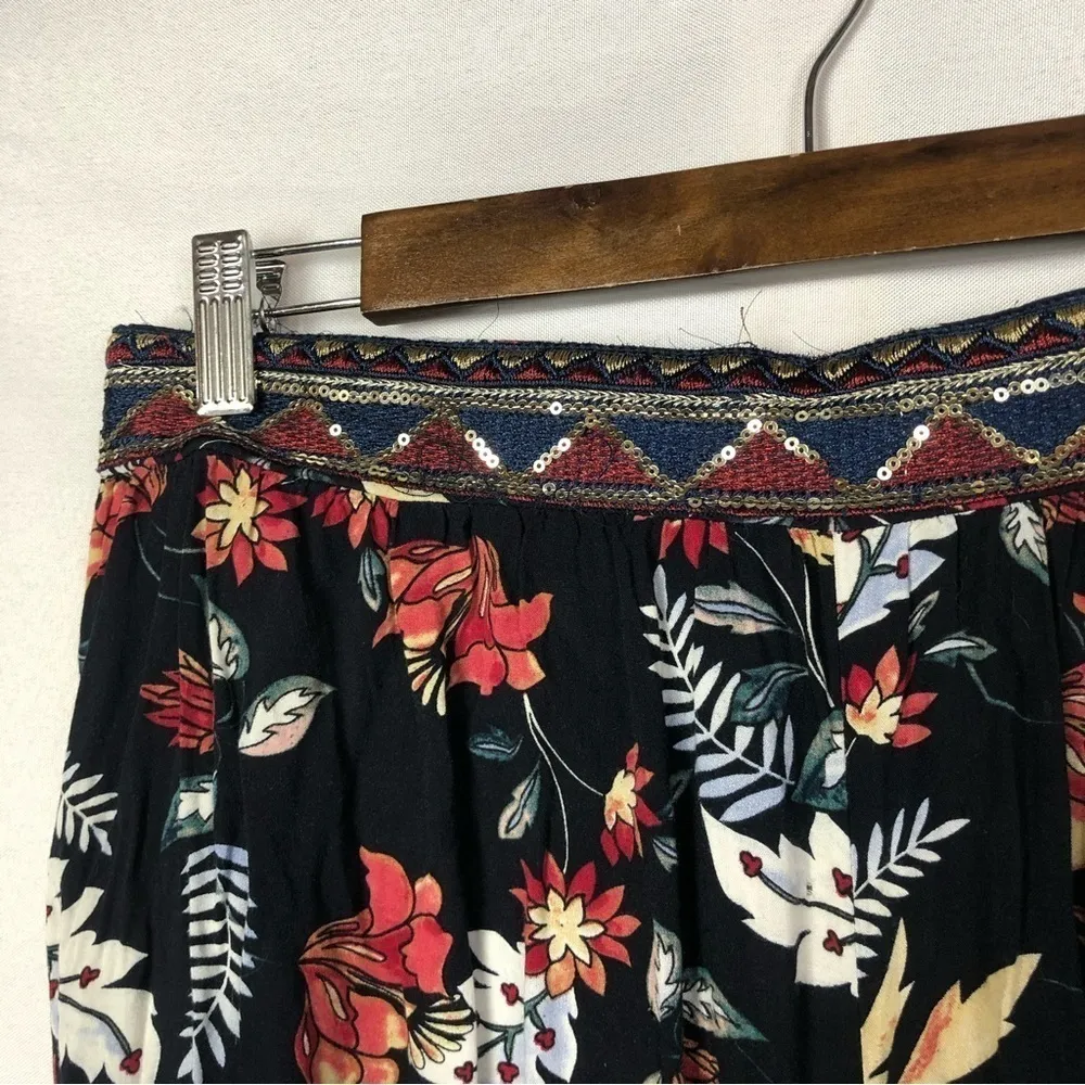 Jaase Black Floral Wide Leg Soft Pants L - Image 3