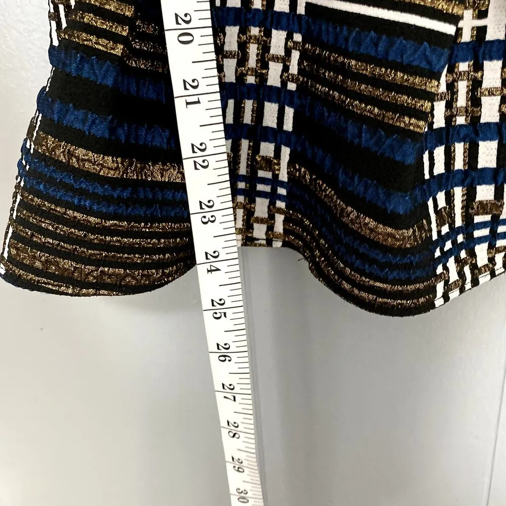 Anthropologie Deletta Nathalie Black Plaid Metallic Peplum Elegant Tank Top S - Image 4