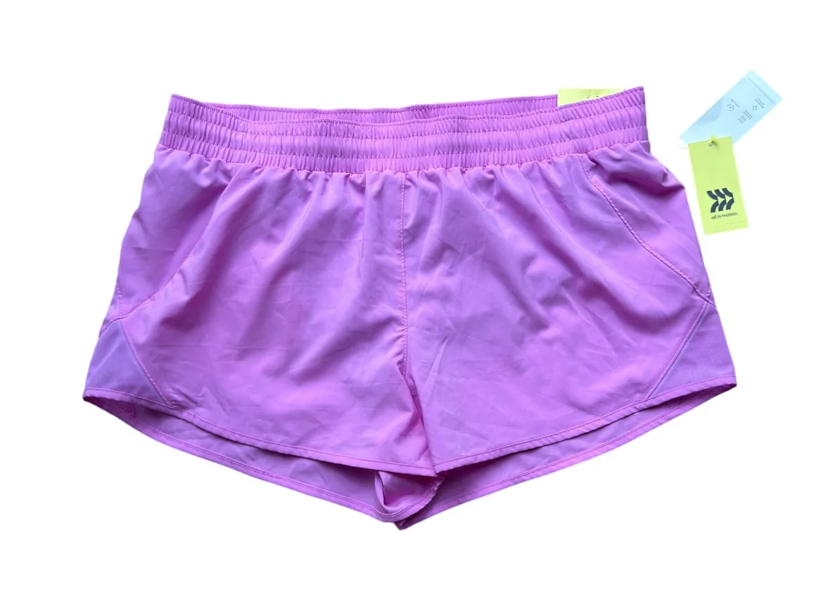 All in Motion Womens Purple Mid Rise Run Shorts Athletic Performance Size L - Image 1