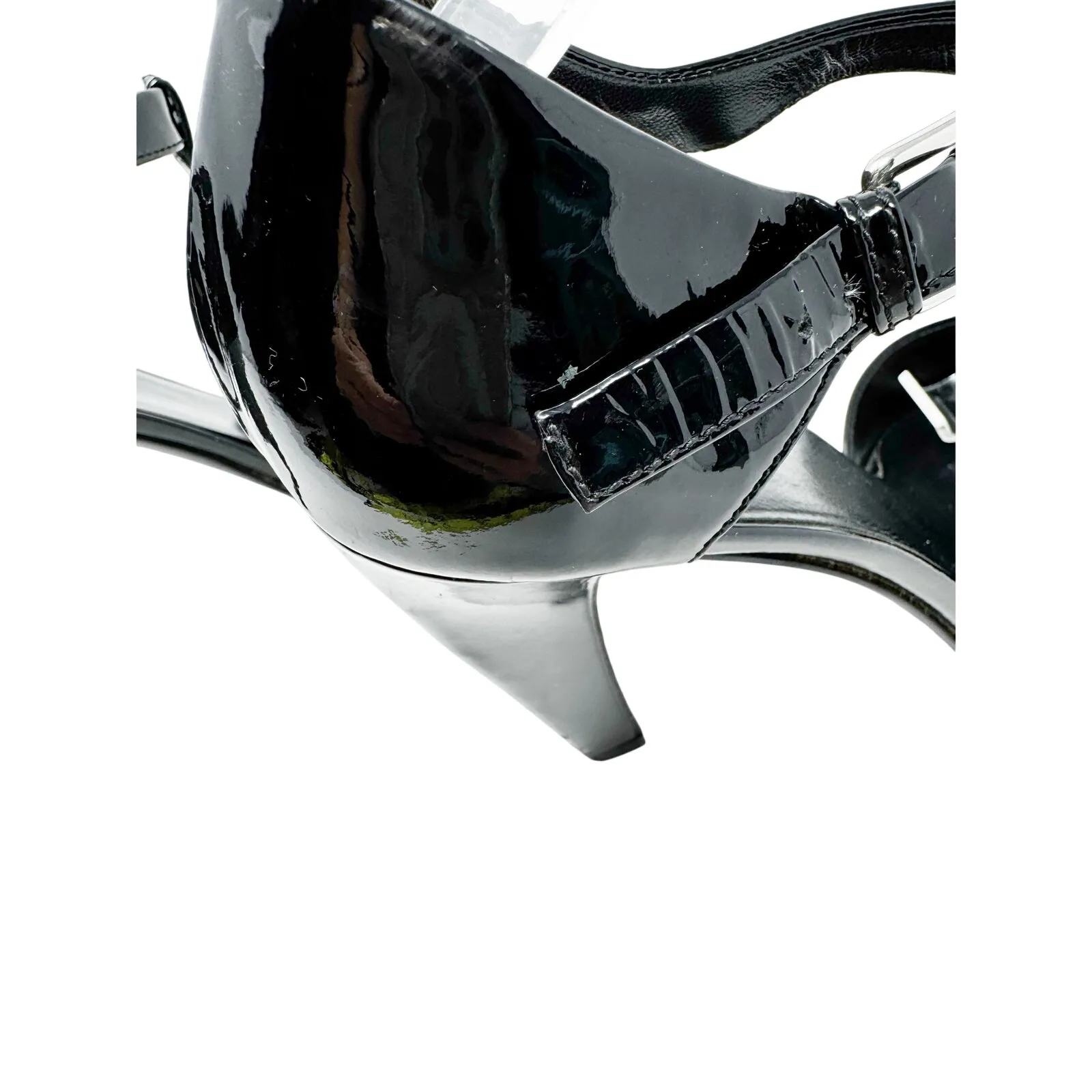 Prada Black Patent Leather T-Strap Metallic Ombre Toe Pumps Heels EU 38.5 - Image 8