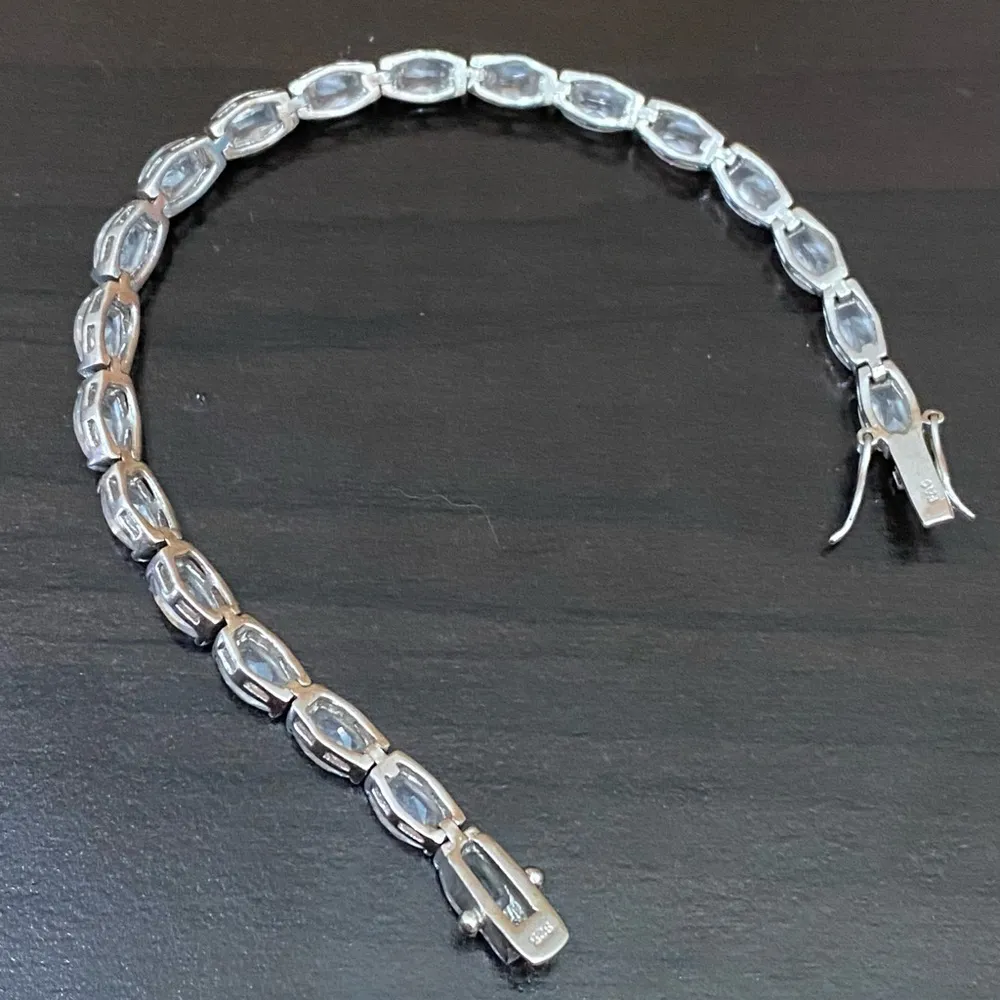 Vintage FAS 925 Stamped Sterling Silver CZ Cubic Zirconia Tennis Bracelet - Image 9