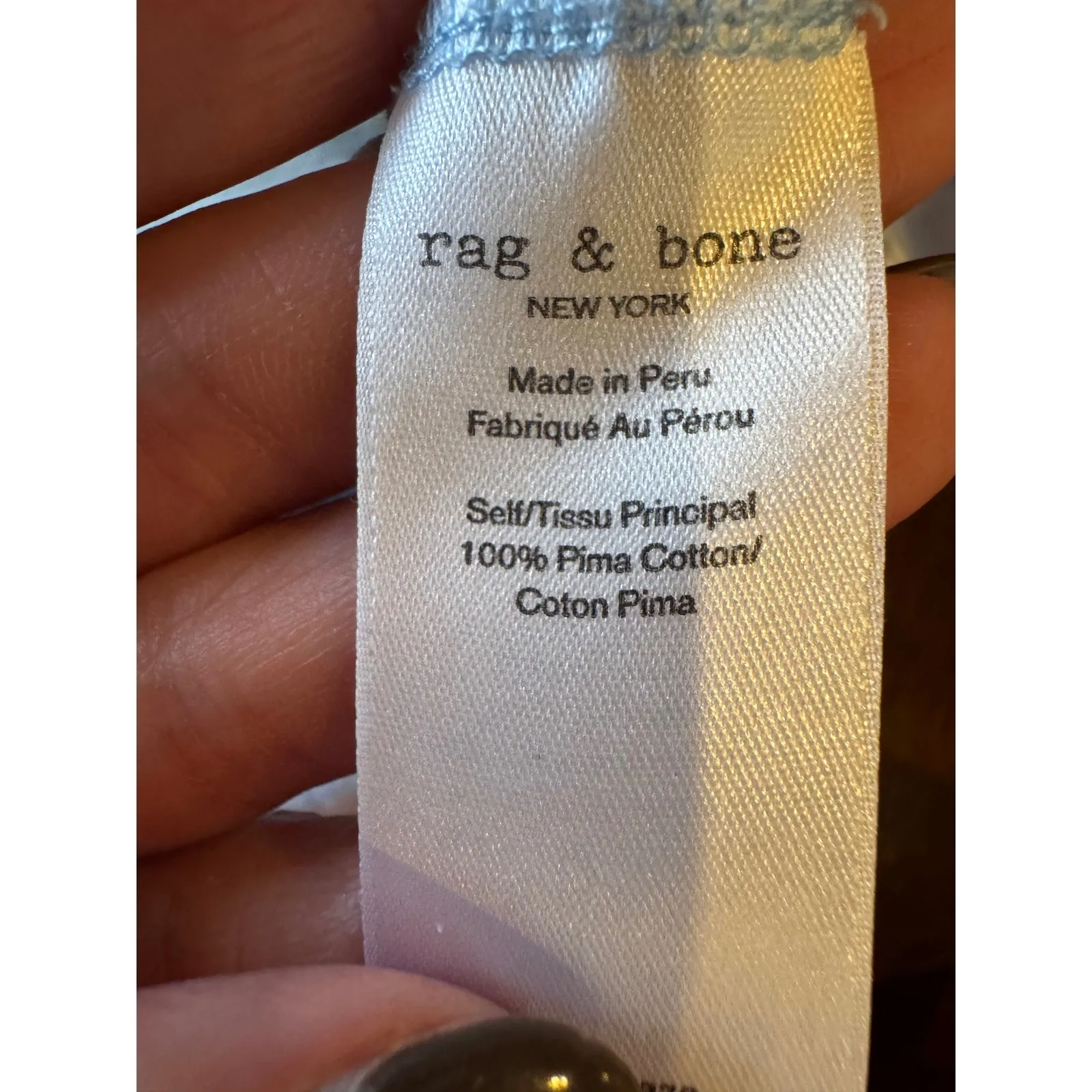 Rag & Bone Shirt Women Small Blue Pima Cotton U Neck Short Sleeve Tee Athleisure - Image 11