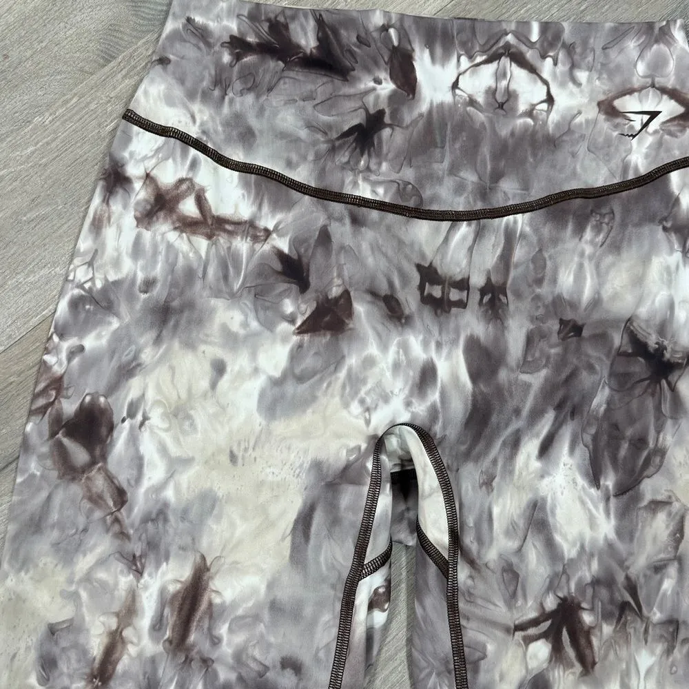 Gymshark Elevate Marble‎ Tie Dye Leggings Grey White Large - Image 6